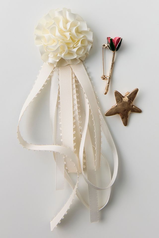 Draped Rosette Brooch Set #1