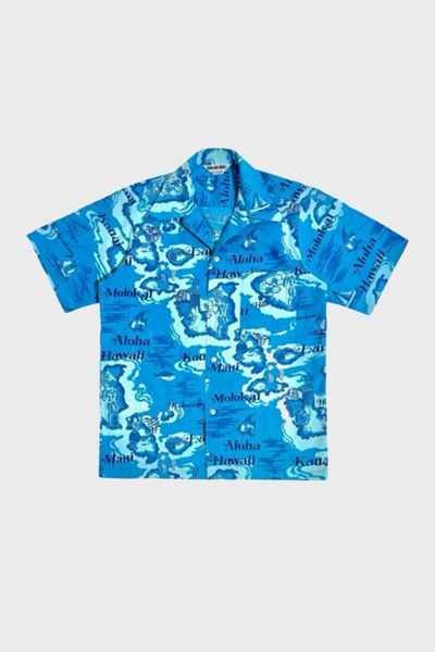 Vintage 1950's Hawaiian Islands Print Shirt