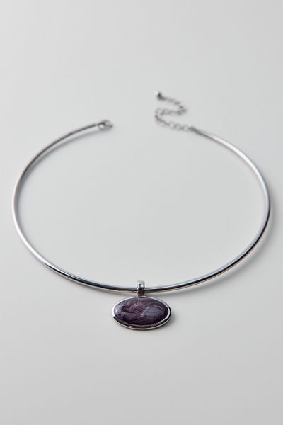 Ashley Pendant Metal Wired Choker Necklace