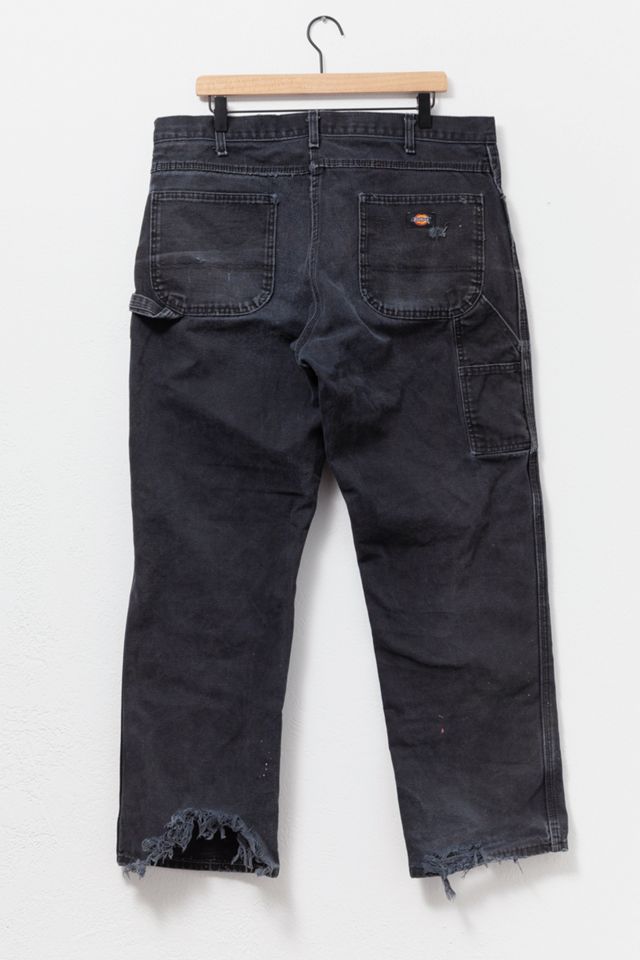 Vintage Y2K Dickies Heavily Distress Black Canvas Carpenter Pants #1