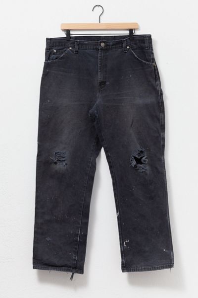 Vintage Y2K Dickies Heavily Distress Black Canvas Carpenter Pants