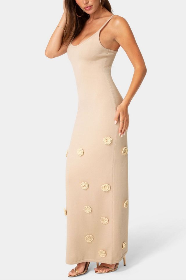 Bebe Floral Applique Crochet Maxi Dress #1
