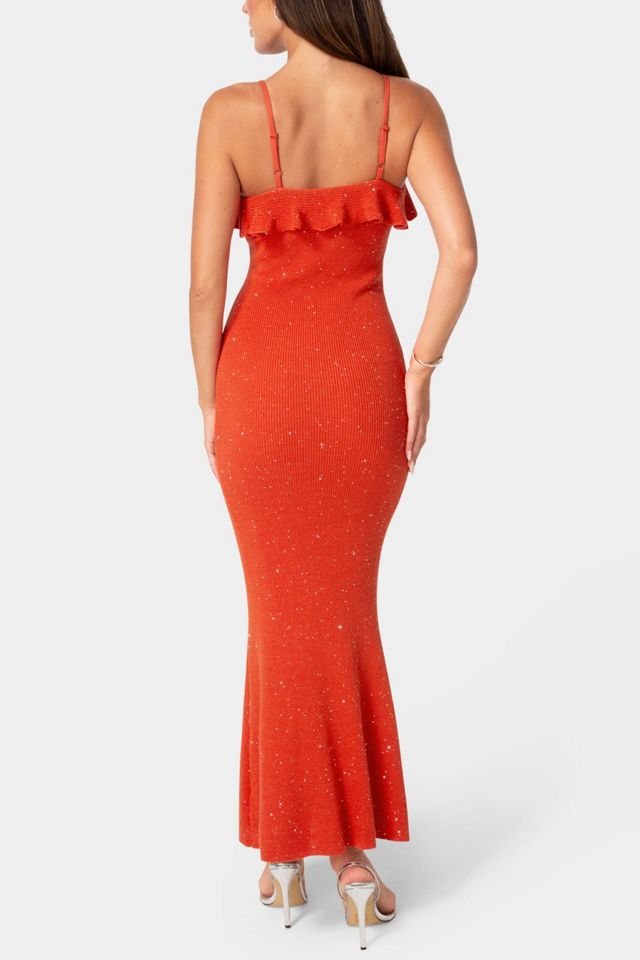 Bebe Sequin Crochet Ruffle Neck Gown #2