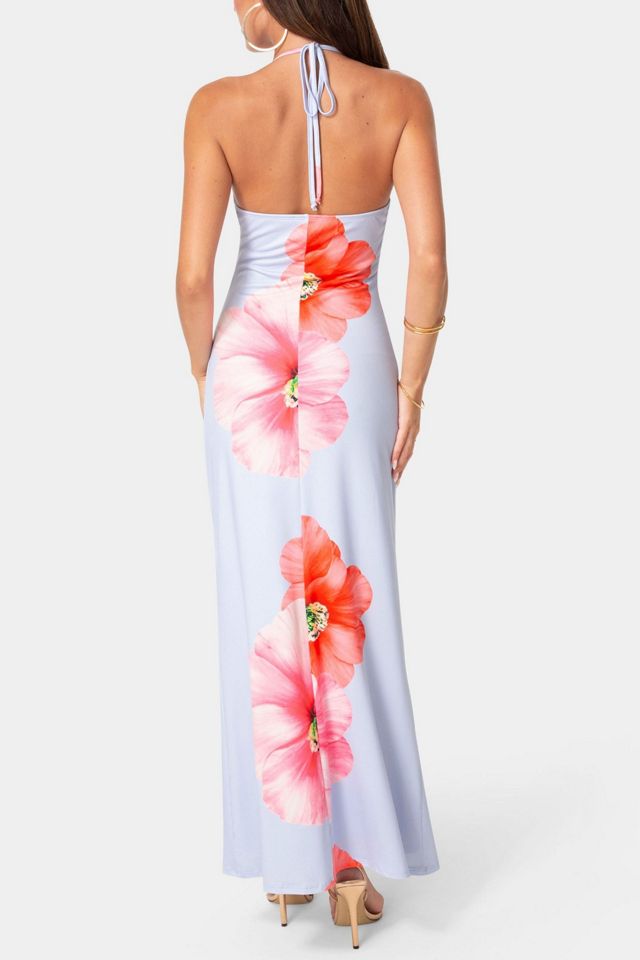 Bebe Printed Cowl Halter Maxi Dress #1