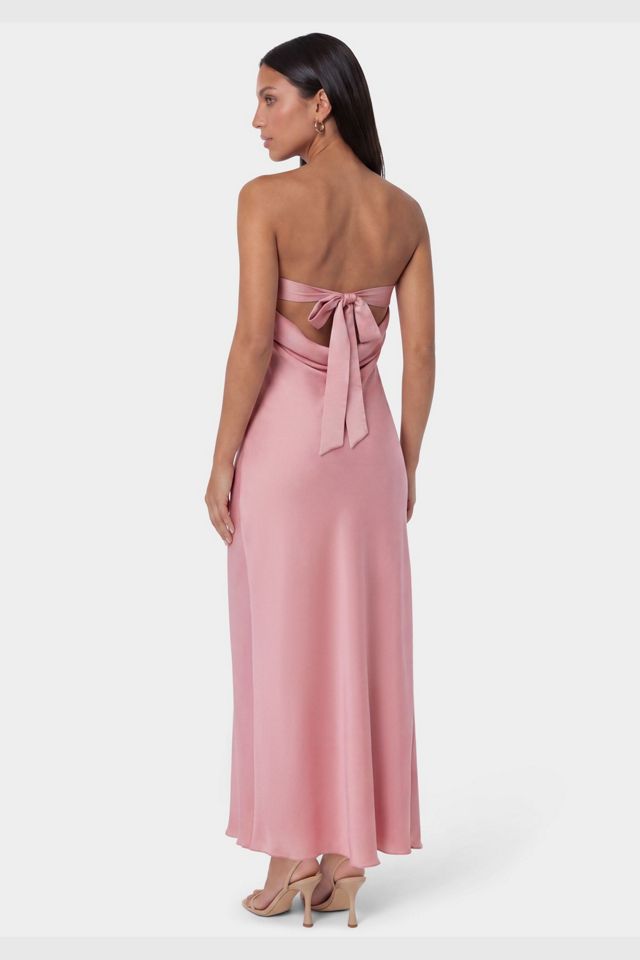 Bebe Crushed Satin Strapless Maxi Dress #2