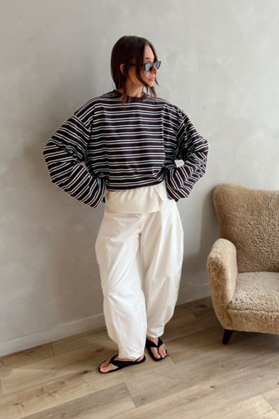 WeWoreWhat Boxy Oversized Striped Crew Neck Top