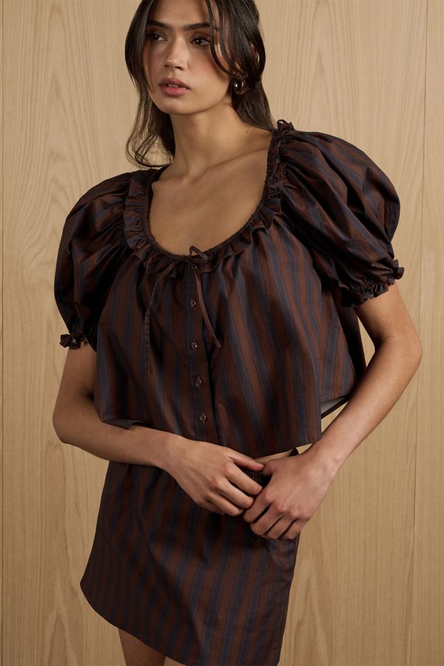 WeWoreWhat Puff Sleeve Button Up Top #1