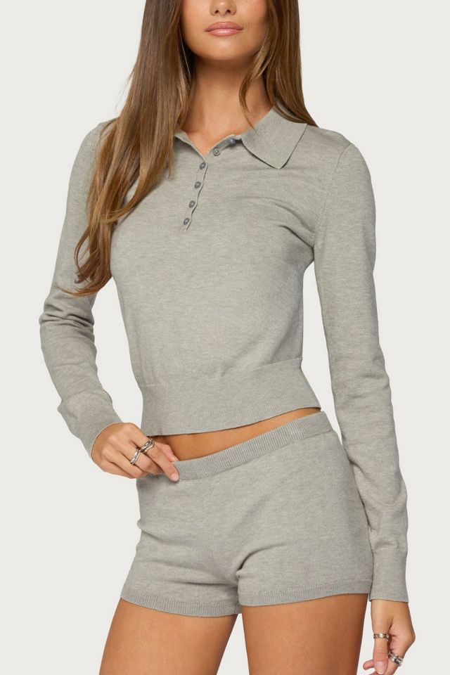 Edikted Edele Knit Long Sleeve Polo Top #2