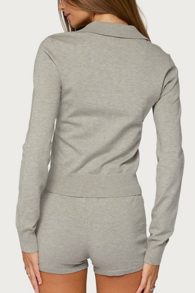 Edikted Edele Knit Long Sleeve Polo Top #4