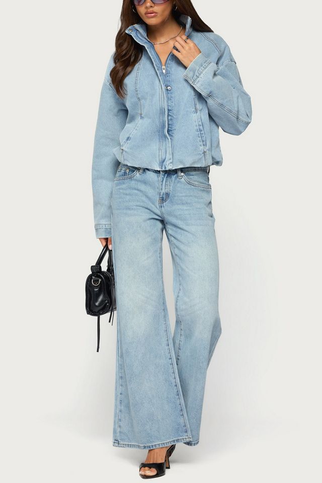 Edikted Jaysi High Neck Denim Bomber Jacket #1