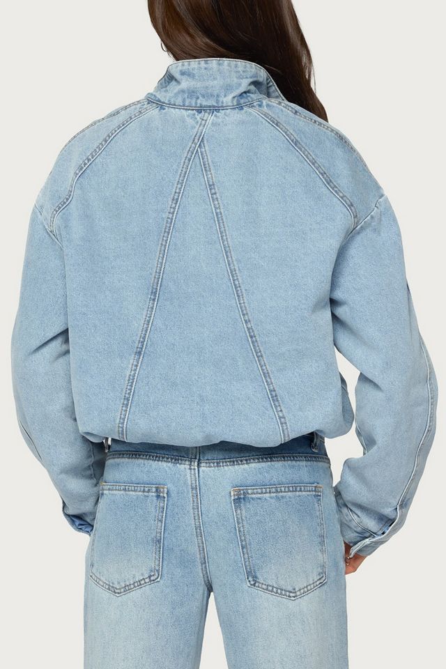 Edikted Jaysi High Neck Denim Bomber Jacket #4