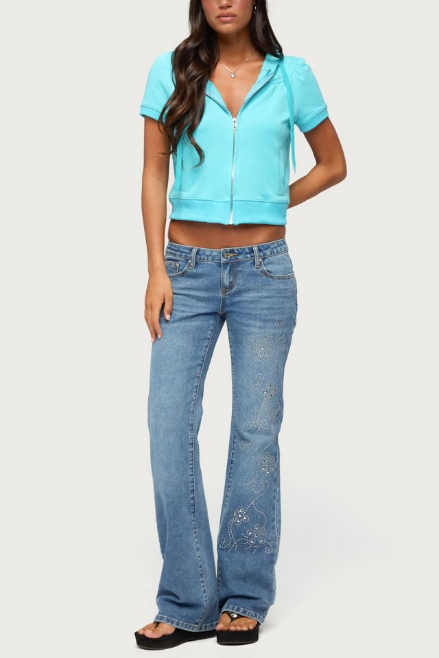 Edikted Anola Studded Low Rise Bootcut Jeans #1