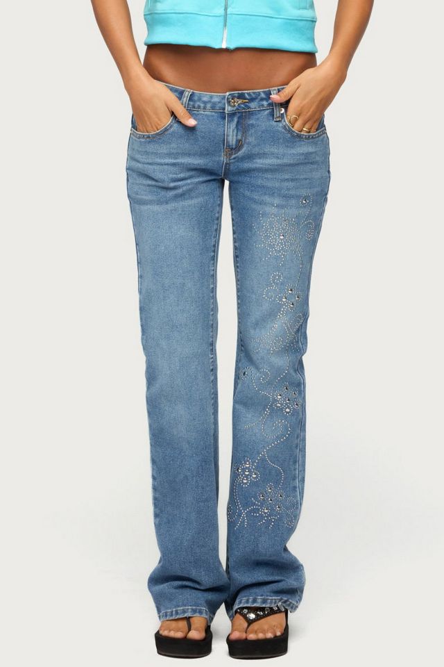 Edikted Anola Studded Low Rise Bootcut Jeans #3