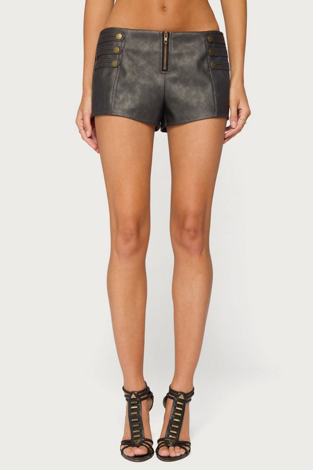 Edikted Harle Napoleon Faux Leather Micro Shorts #1
