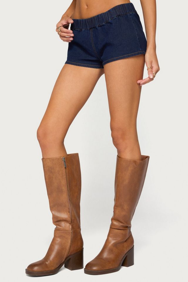Edikted Aggie Denim Micro Shorts #2