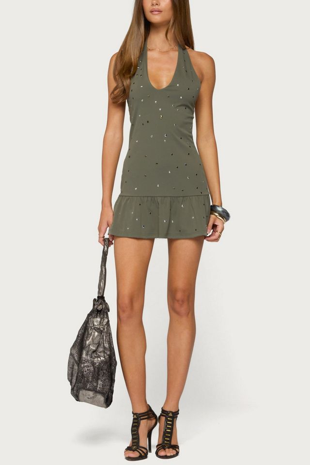 Edikted Andra Studded Halter Mini Dress #4
