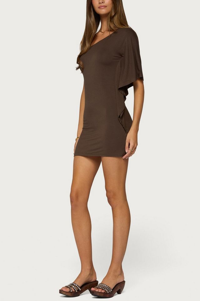 Edikted Cammi One Shoulder Flutter Mini Dress #1