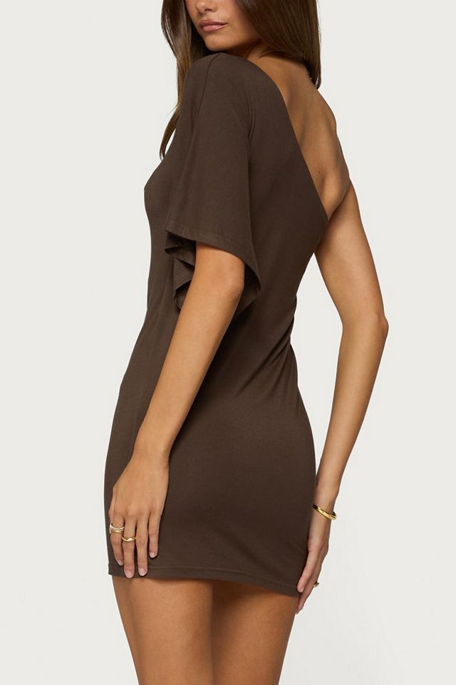 Edikted Cammi One Shoulder Flutter Mini Dress #2