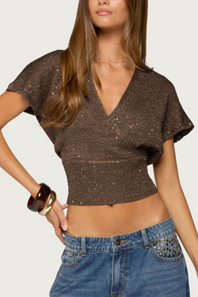 Edikted Shirah Backless Sequin Knit Top