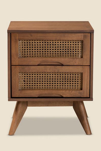 Skyler 2-Drawer Rattan Storage Nightstand