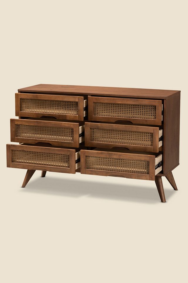 Skyler Wide 6-Drawer Rattan Dresser #1