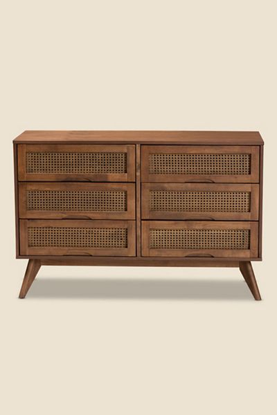Skyler Wide 6-Drawer Rattan Dresser