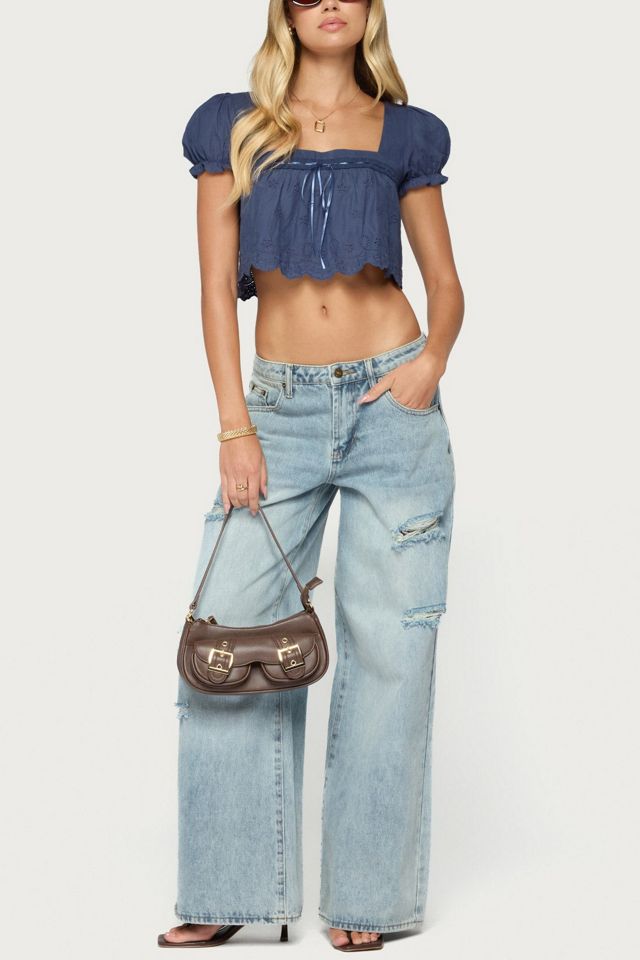 Edikted Joeli Cotton Eyelet Crop Top #1
