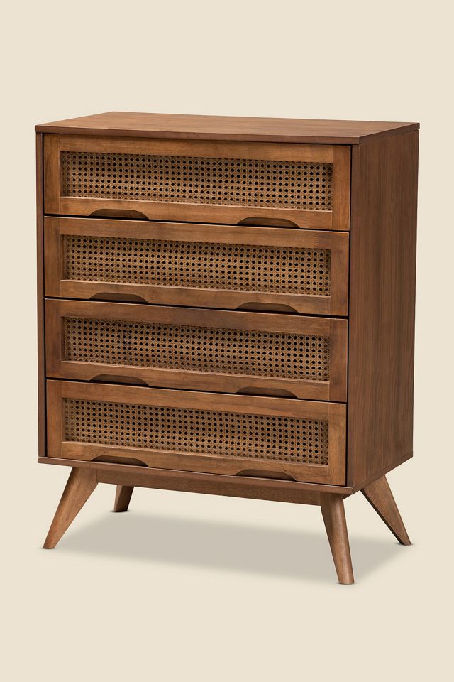 Skyler Short 4-Drawer Rattan Dresser #1