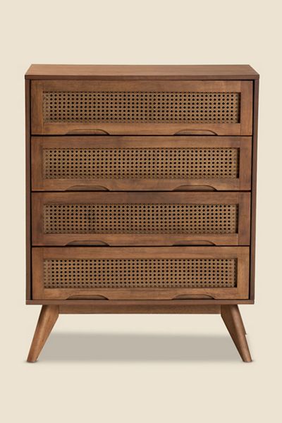 Skyler Short 4-Drawer Rattan Dresser