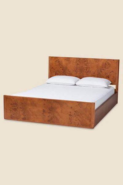 Lorah Burl Veneer Queen Platform Bed