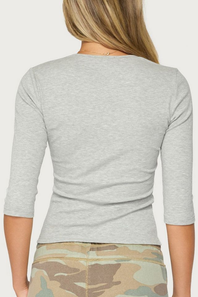 Edikted Quila Ribbed Three-Quarter Sleeve Top #4