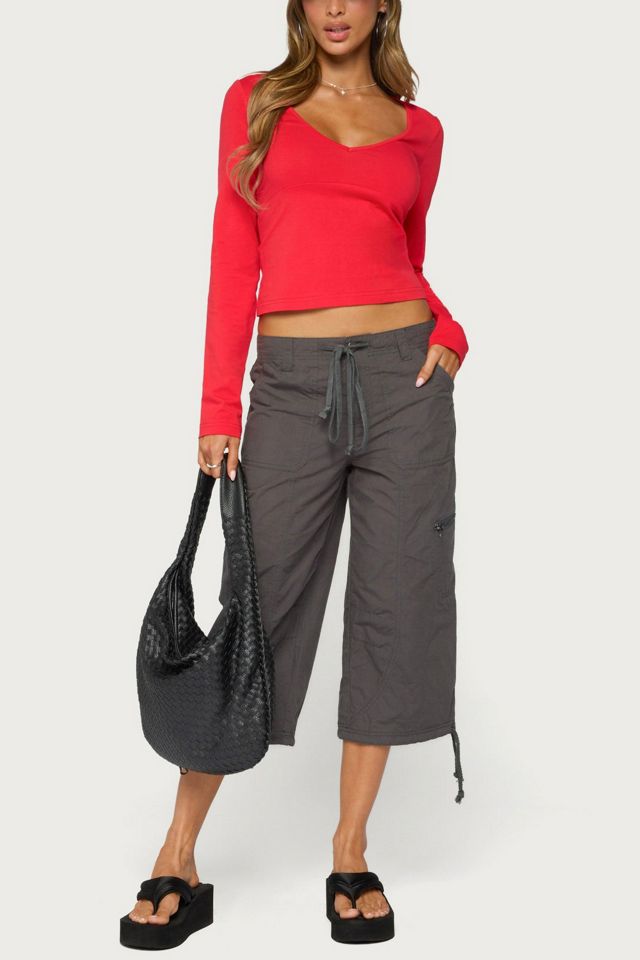 Edikted Feva V Neck Long Sleeve Top #1