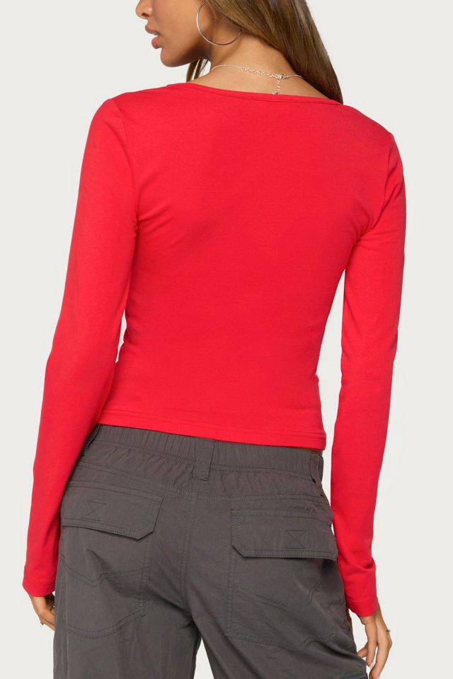 Edikted Feva V Neck Long Sleeve Top #4