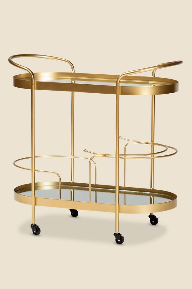 Danika Mirror Metal Rolling Bar Cart #1
