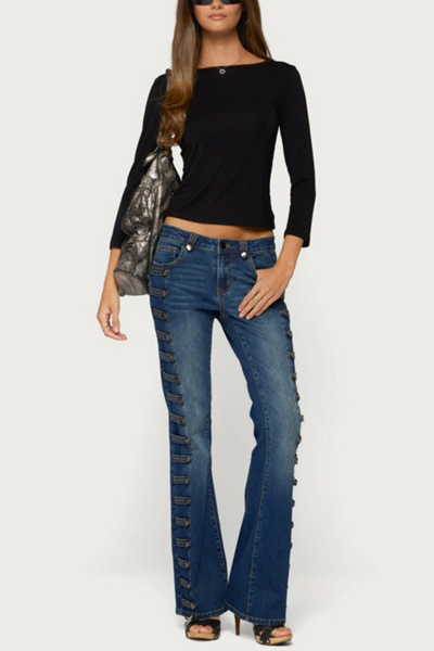 Edikted Bailie Lace Back Three-Quarter Sleeve Top