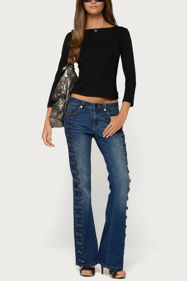 Edikted Bailie Lace Back Three-Quarter Sleeve Top #1