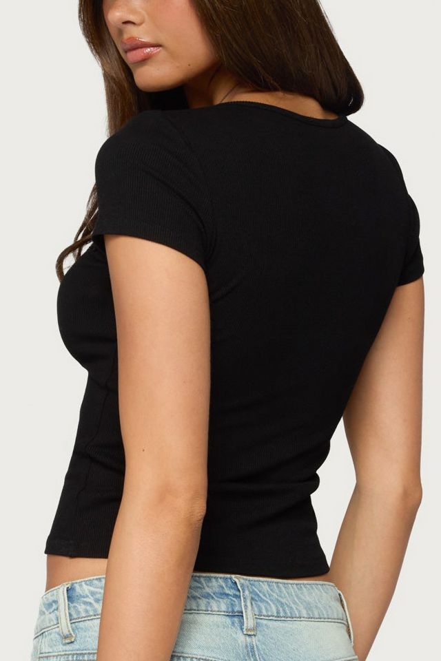 Edikted Aino Crochet Ribbed Top #4