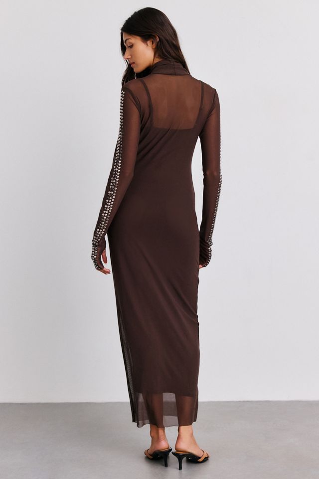 Robe midi en maille à manches longues à col montant cloutée Shailene d'AFRM #2