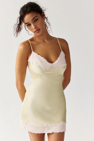 Lioness Rhode Lace Trim Satin Slip Mini Dress