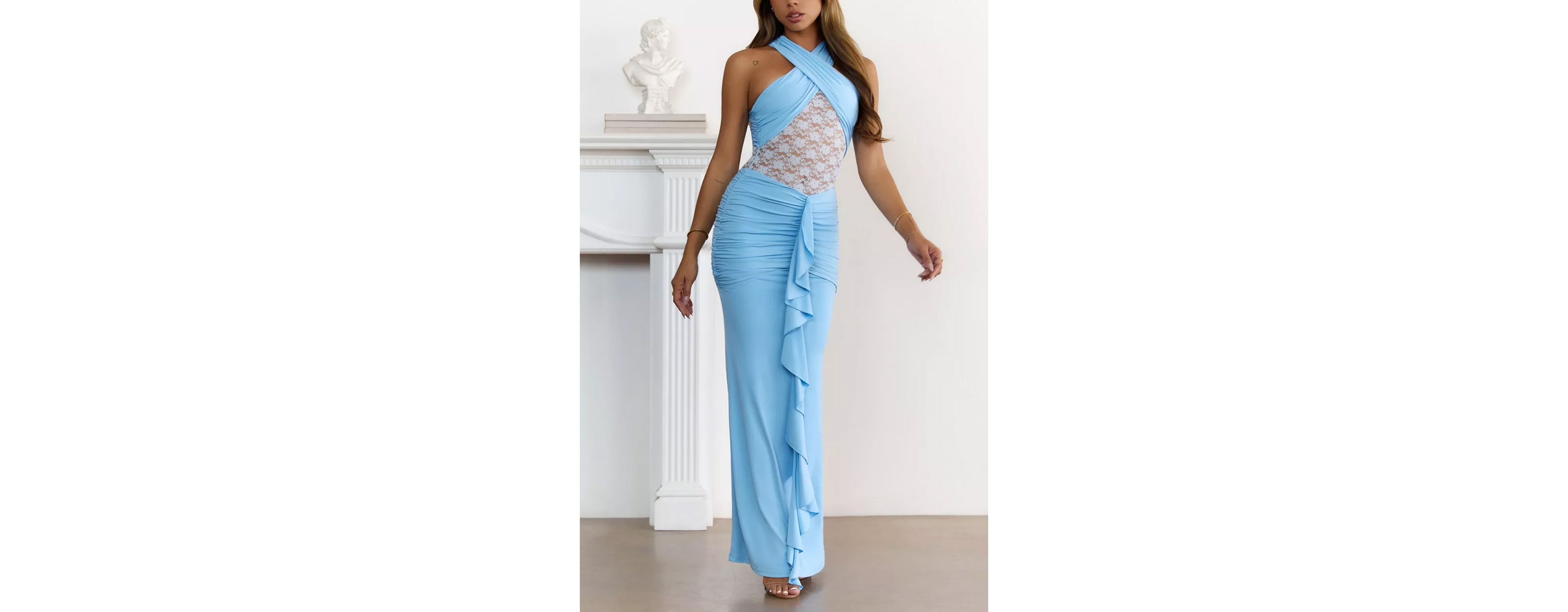 Hello Molly A Midnight Spell Lace Halter Maxi Dress