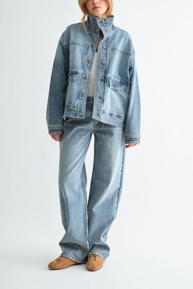 Jemina Denim The Heritage Heavyweight Oversized Mock-Neck Denim Jacket #3