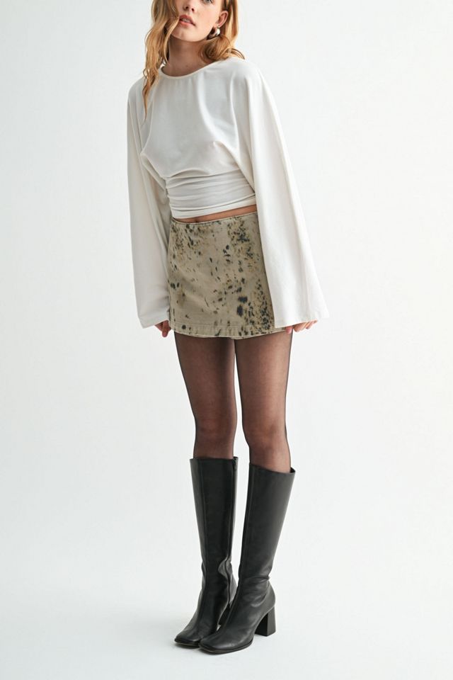 Jemina Denim High-Rise Printed Leopard Denim Skort #2