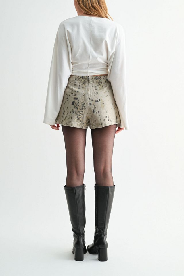Jemina Denim High-Rise Printed Leopard Denim Skort #4