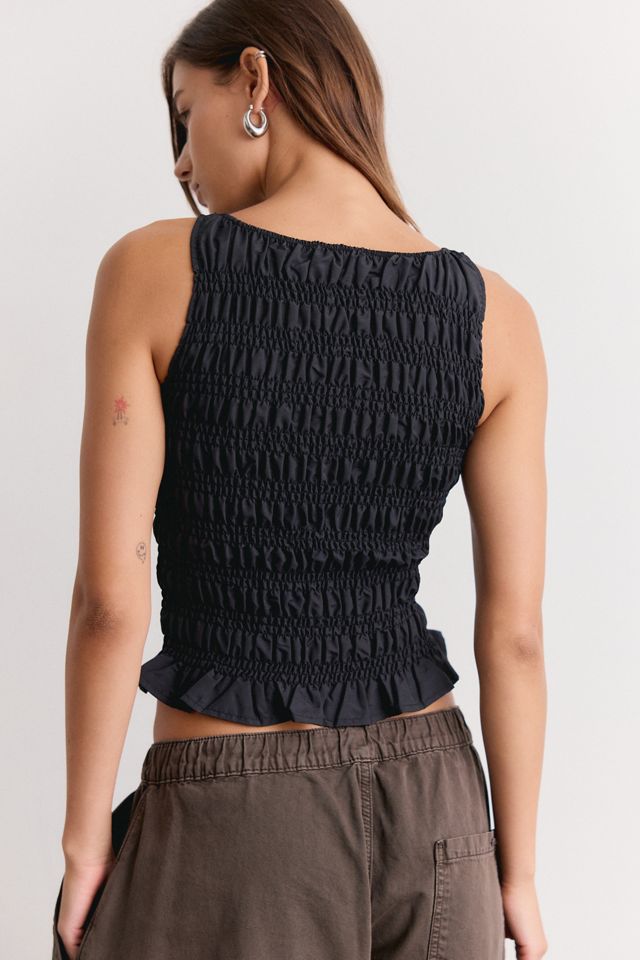 Peachy Den Deba Shirred Sleeveless Boatneck Top #4
