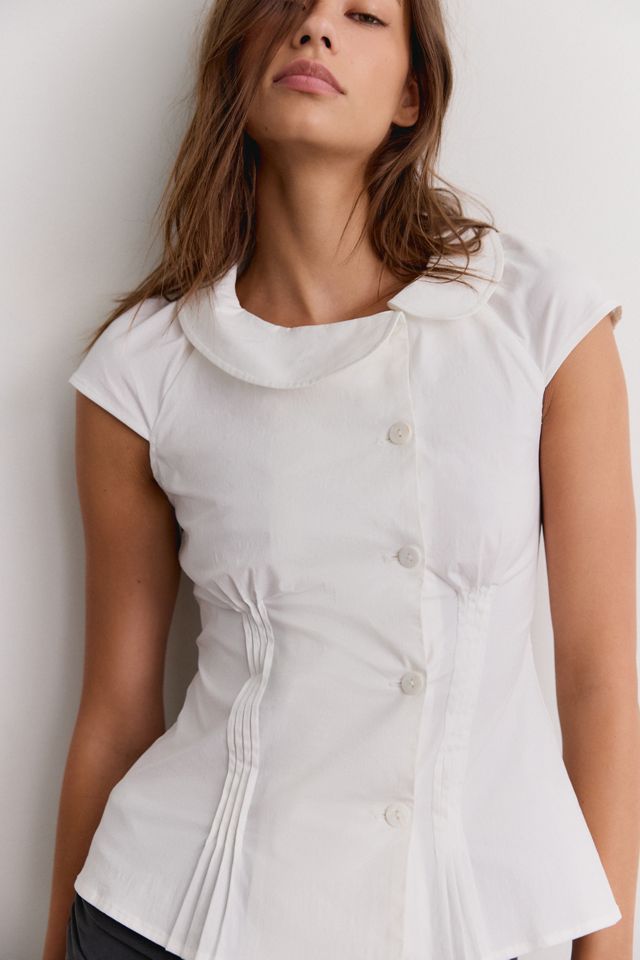 Peachy Den Missy Asymmetric Button-Down Blouse #1