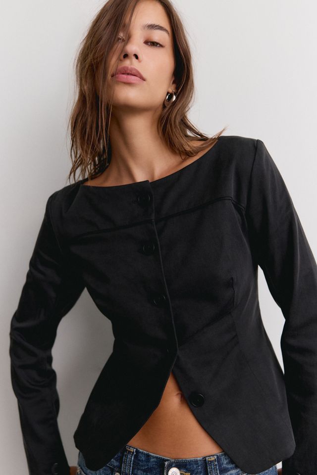 Peachy Den Bardot Tailored Peplum Top #2