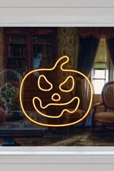 Northlight LED Jack-O-Lantern Neon Lighted Halloween Wall or Window Decoration - 15" - Orange