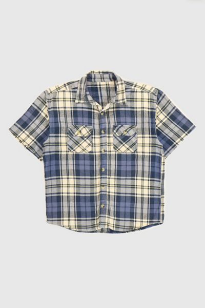 Vintage Plaid Cut Off Short Sleeve Shirt