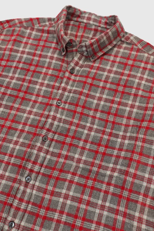 Vintage Plaid Flannel Button-Down Shirt #1