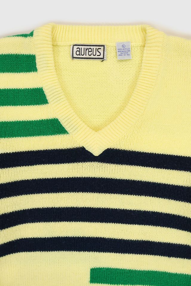 Vintage Striped V-Neck Sweater #3